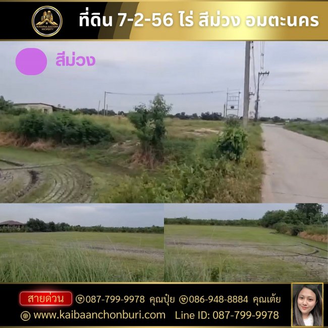 ขายที่ดินสีม่วงถูกที่สุดในย่านนี้ที่ดินสีม่วงอมตะนคร อ.พานทอง จ.ชลบุรี ขนาดพื้นที่ 7 -2-56 ไร่ นัดชม 0877999978 คุณปุ๋ย รับจัดหาที่ดินชลบุรี